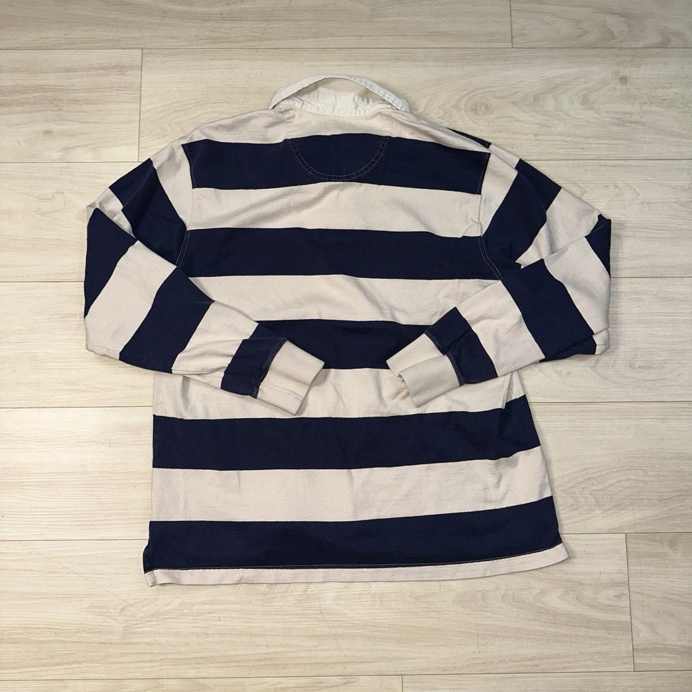 IZOD Varsity Rugby shirt Men's Navy striped long sleeve Size Large Sporty Casual - Picture 4 of 8